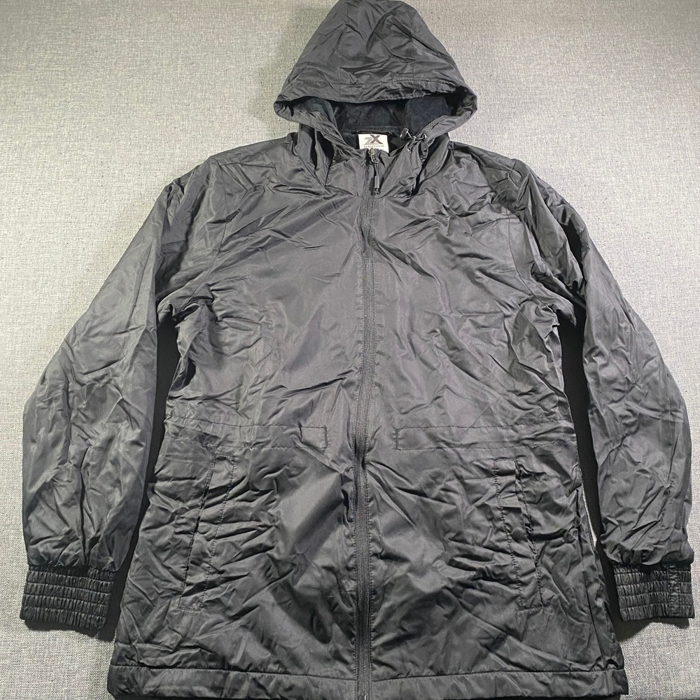 ZeroXposur Mens Black Hooded Lightweight Jacket Medium Full Zip Water Resistant